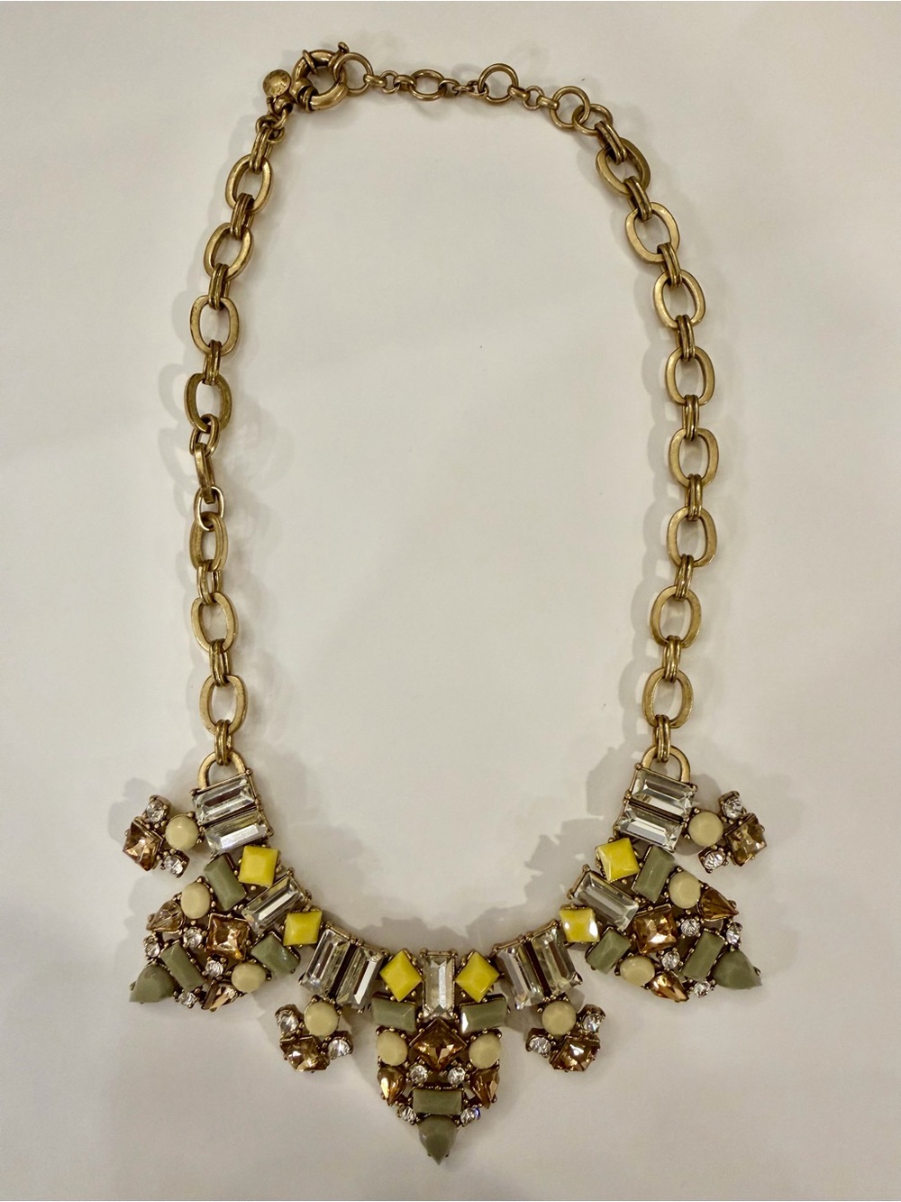 Vintage Mid 2000’’s Gold-Tone Statement Necklace with Yellow and Cream Stones